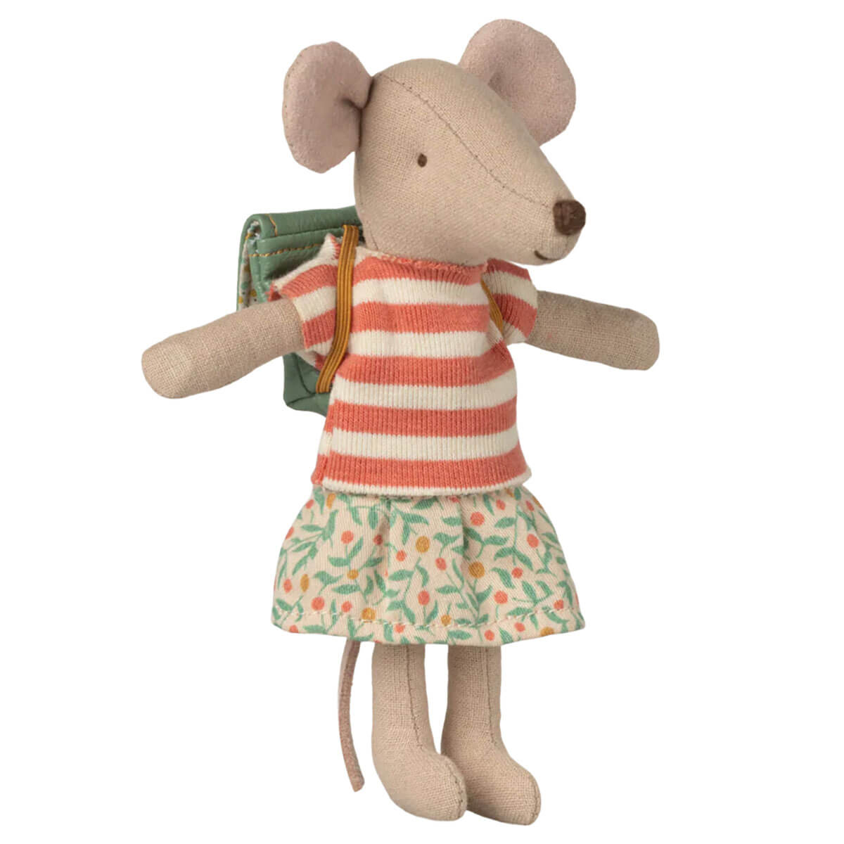 Big Sister Tricycle Mouse With Bag in Green by Maileg