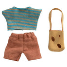Little Brother Clothes And Bag in Blue Stripe by Maileg