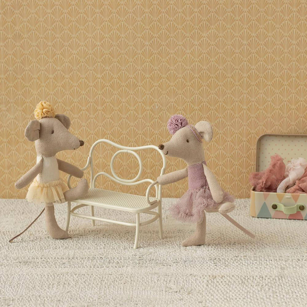 Little Sister Ballerina Mouse in Off-White / Yellow by Maileg