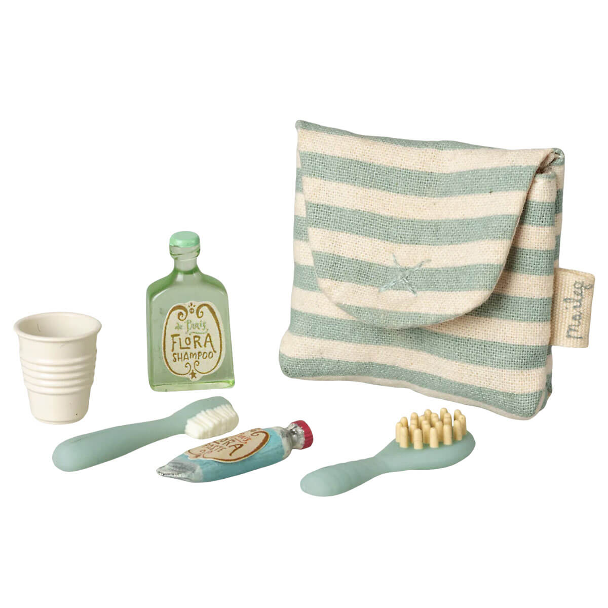 Mouse Toothbrush Set in Bag in Blue Stripe by Maileg
