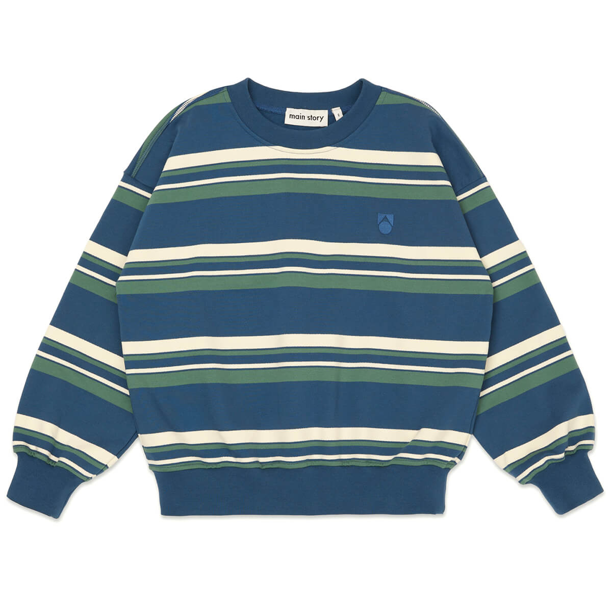 【新品未使用】main story Bubble Sweatshirt 2y Bubble Sweatshirt in Vintage Indigo Stripe by Main Story - 2 Years