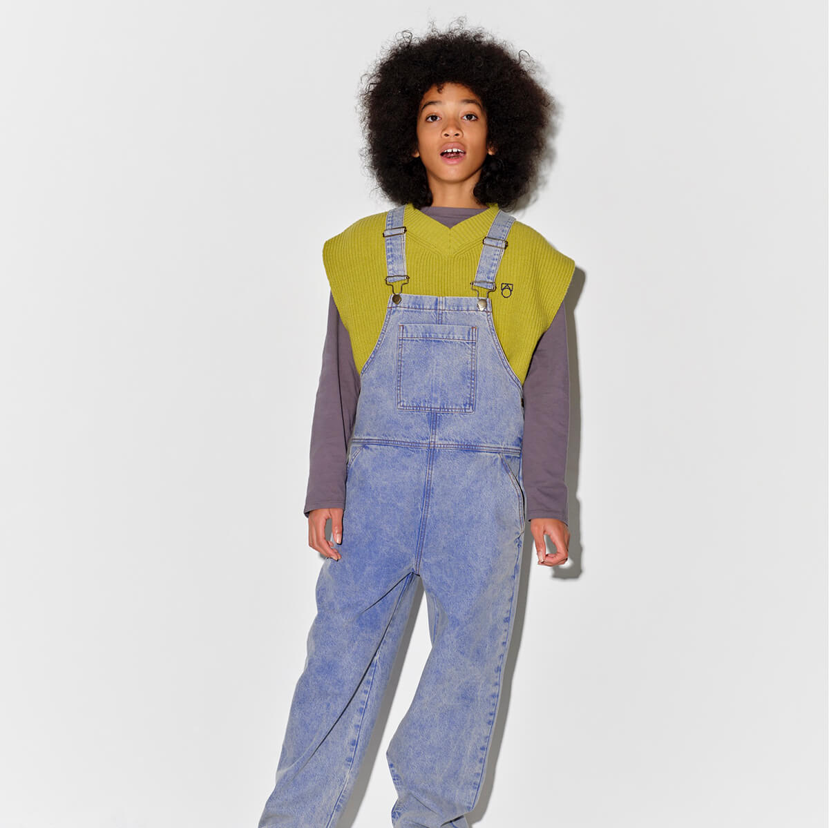 Dungaree in Blue Dusk Denim by Main Story – Junior Edition