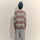 Band Tee in Chocolate Melange Stripe by Main Story