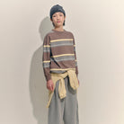 Band Tee in Chocolate Melange Stripe by Main Story