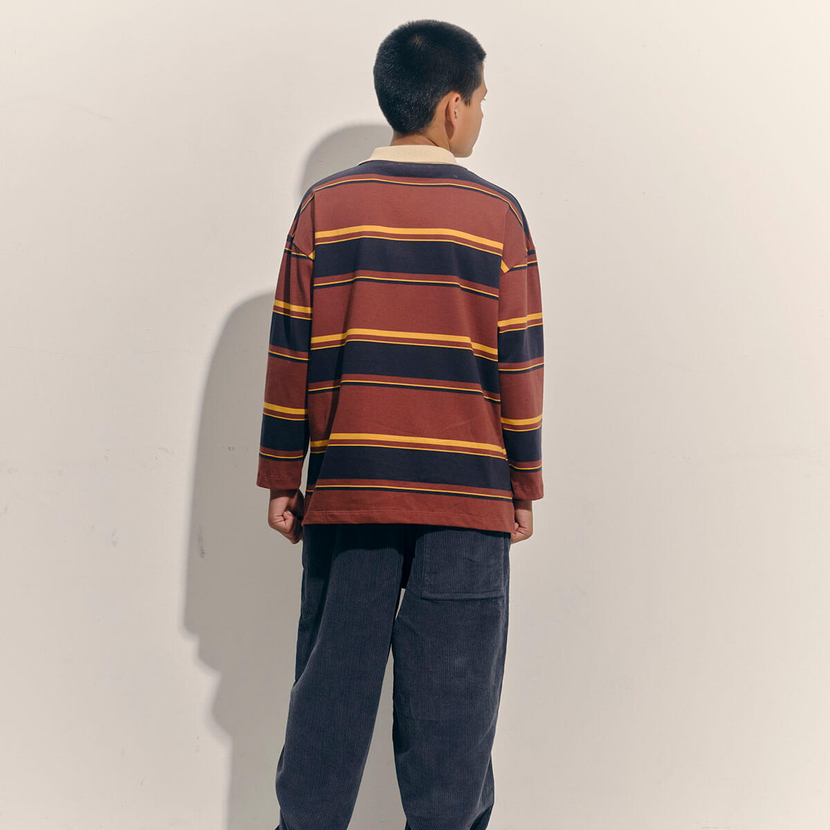 Polo Shirt in Hot Chocolate Stripe by Main Story