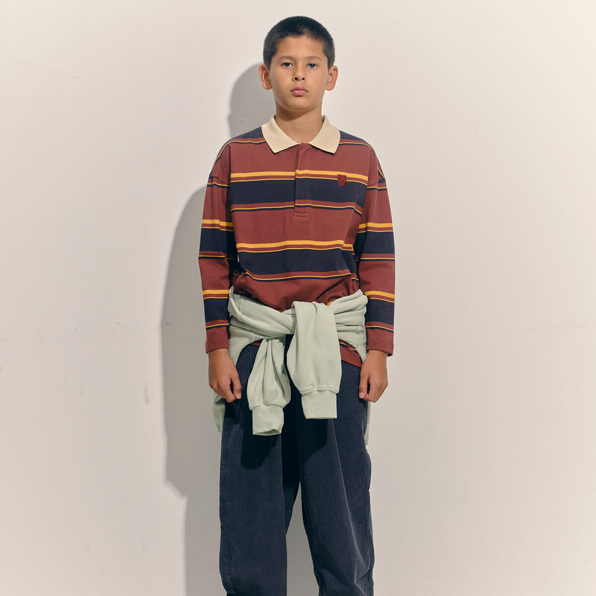 Polo Shirt in Hot Chocolate Stripe by Main Story