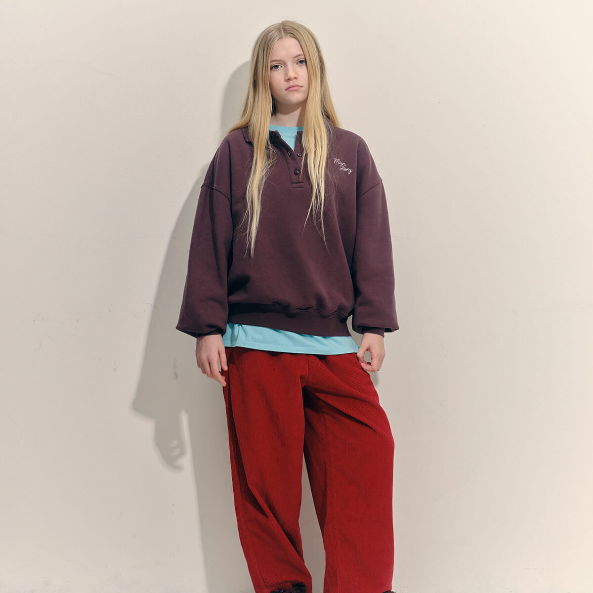 Polo Sweatshirt in Dark Cherry by Main Story