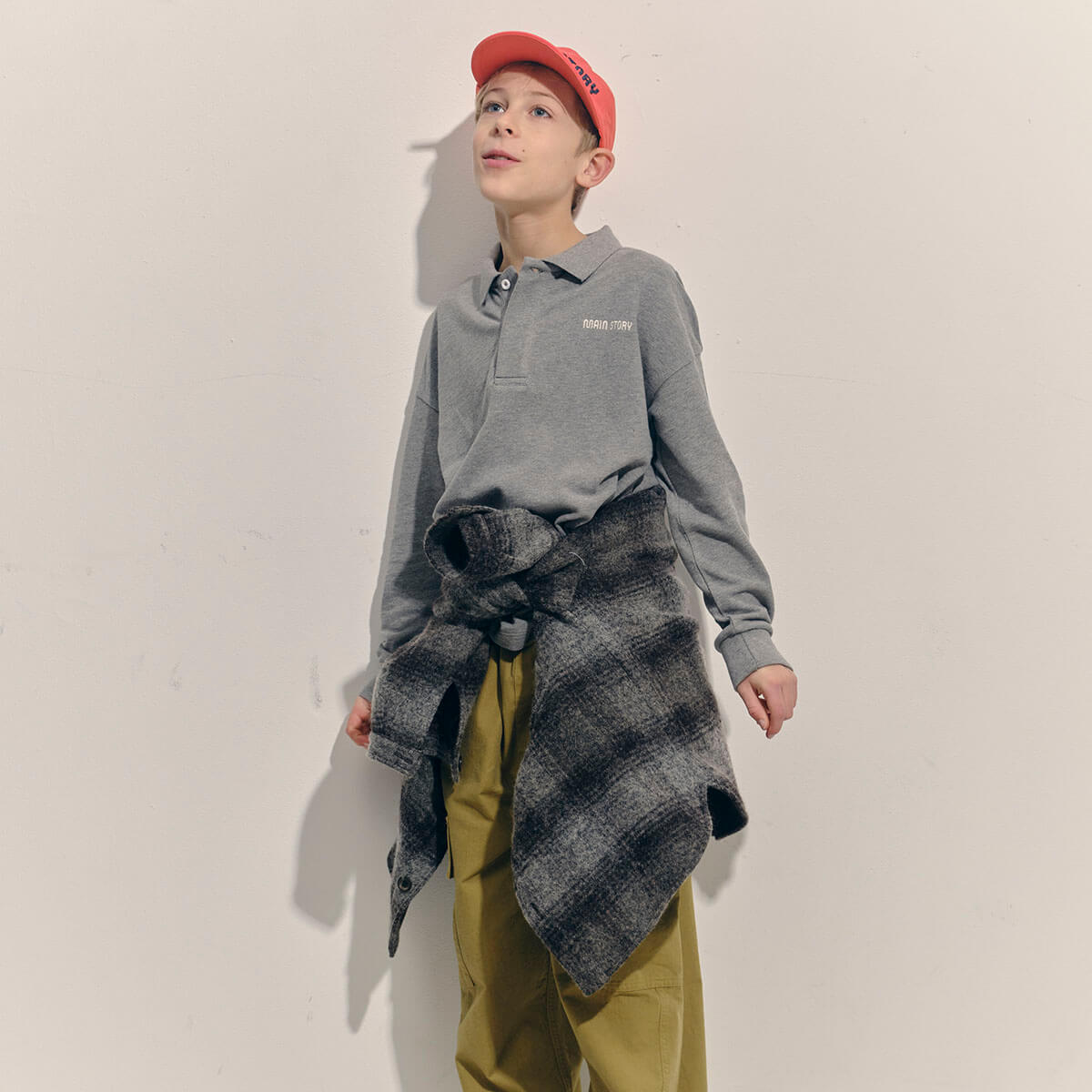 Polo Sweatshirt in Grey Melange by Main Story