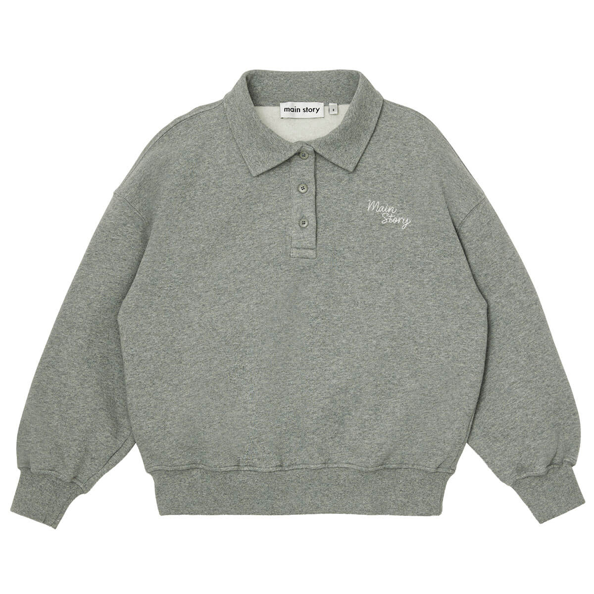 Polo Sweatshirt in Grey Melange by Main Story