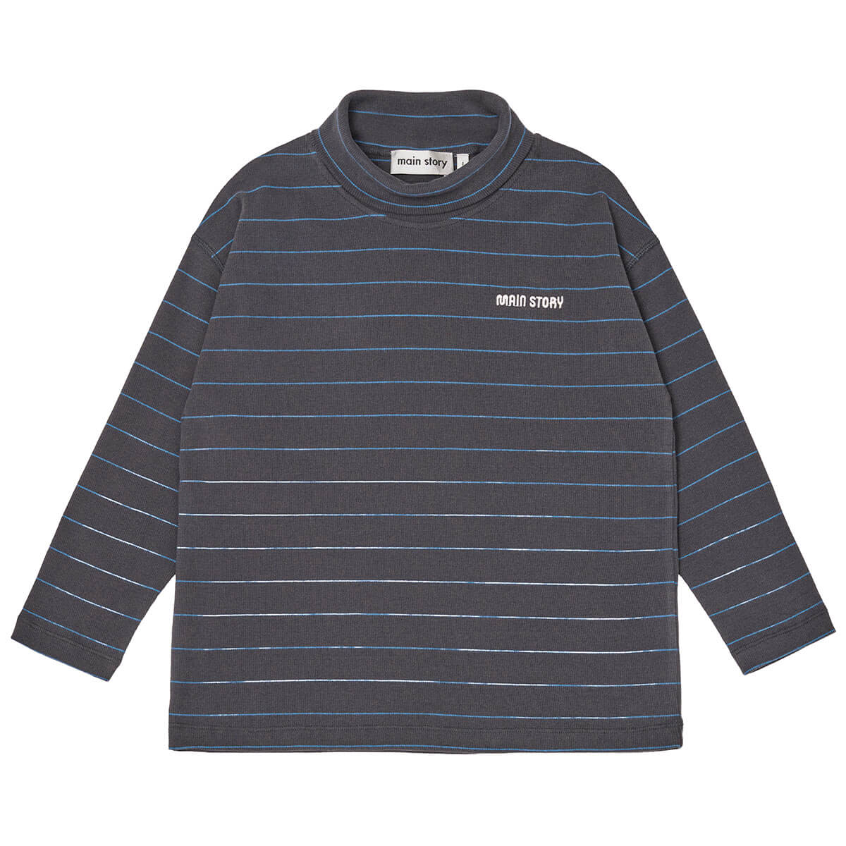 Roll Neck Rib Top in Phantom Stripe by Main Story