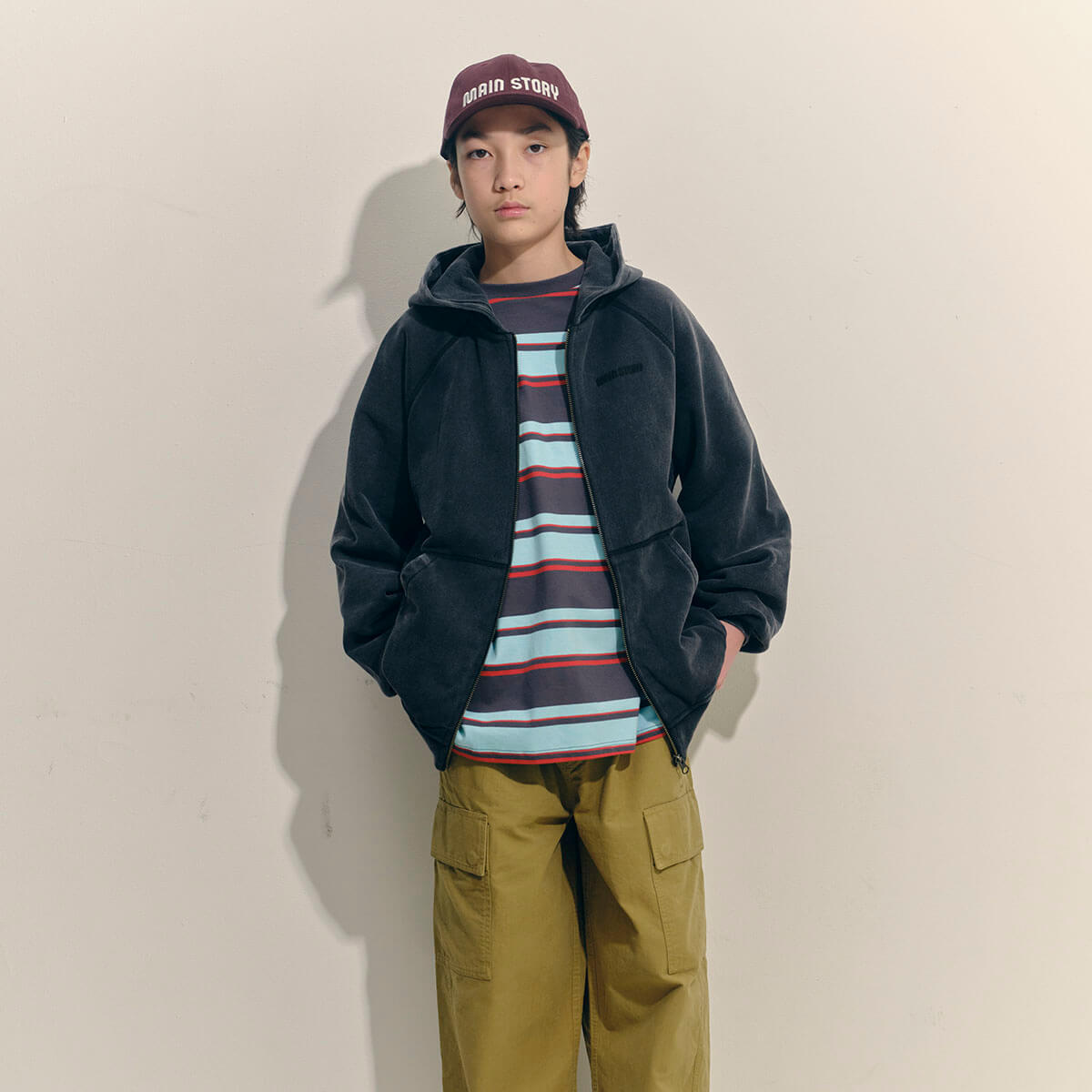 Zipped Hoodie in Phantom by Main Story
