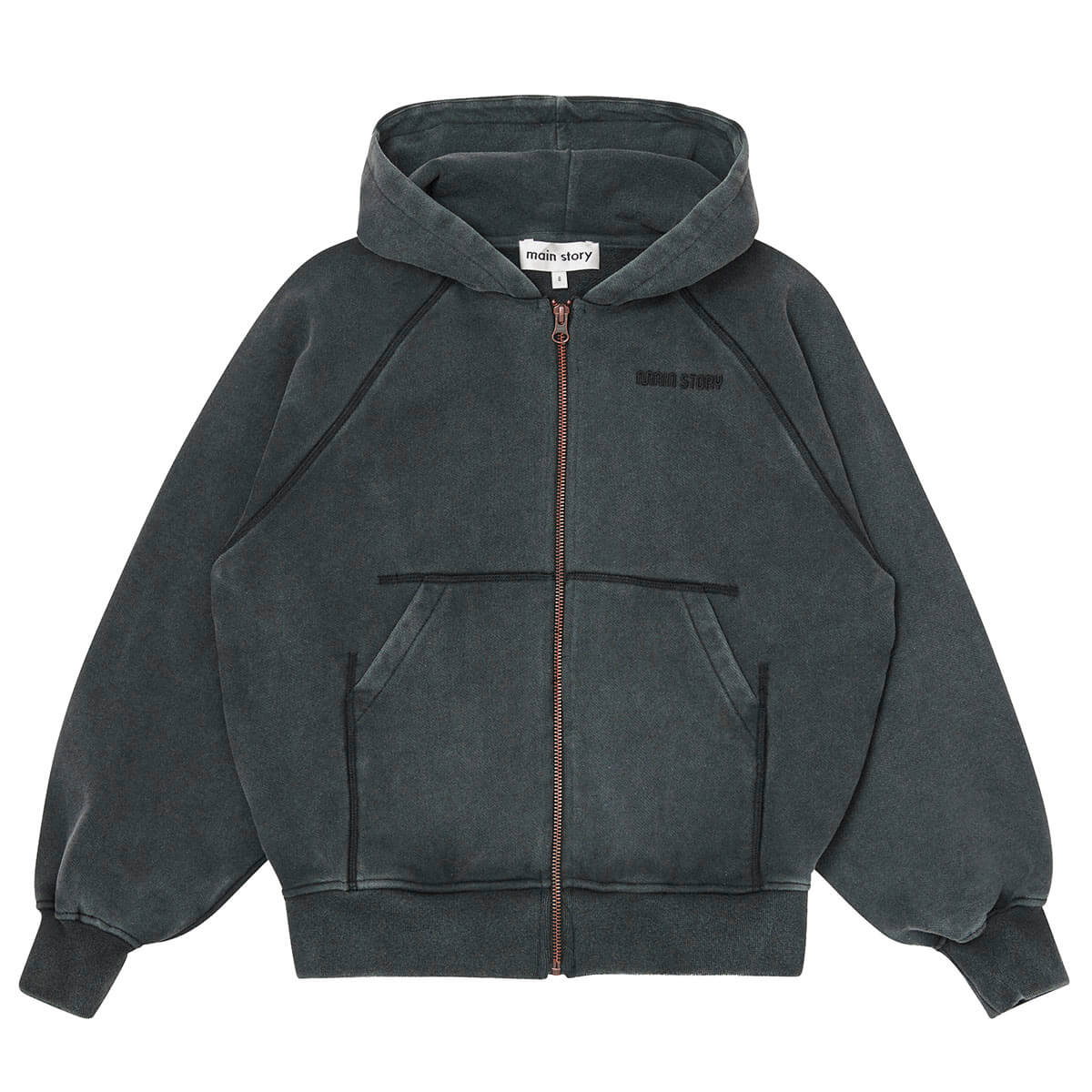 Zipped Hoodie in Phantom by Main Story