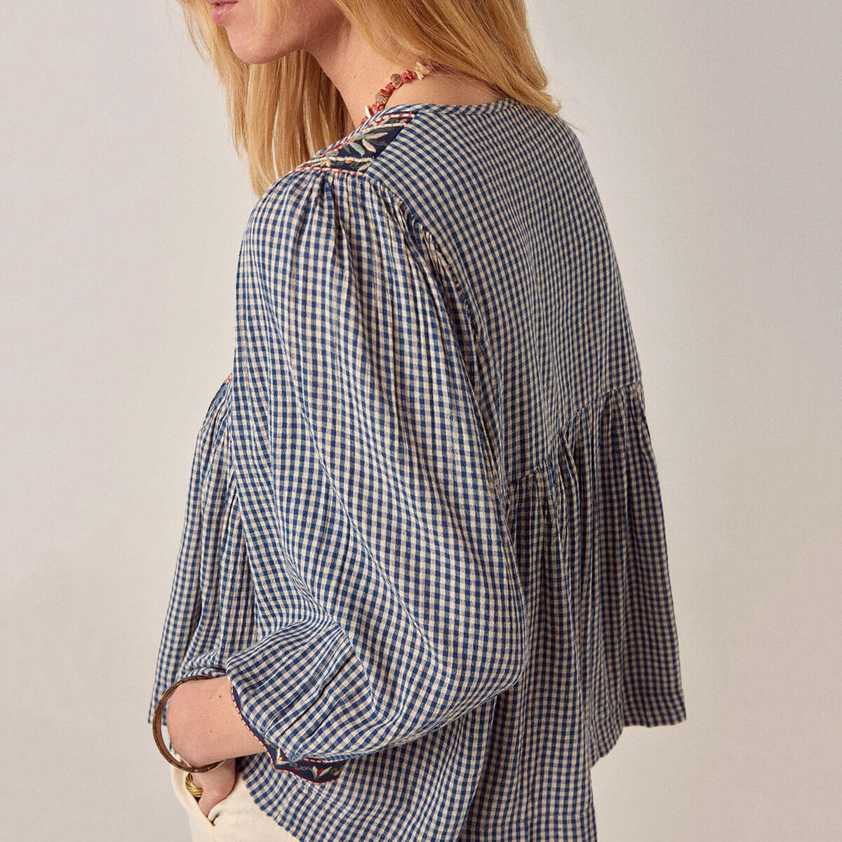 April Blouse in Bleu Picnic by Maison Hotel