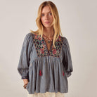 April Blouse in Bleu Picnic by Maison Hotel