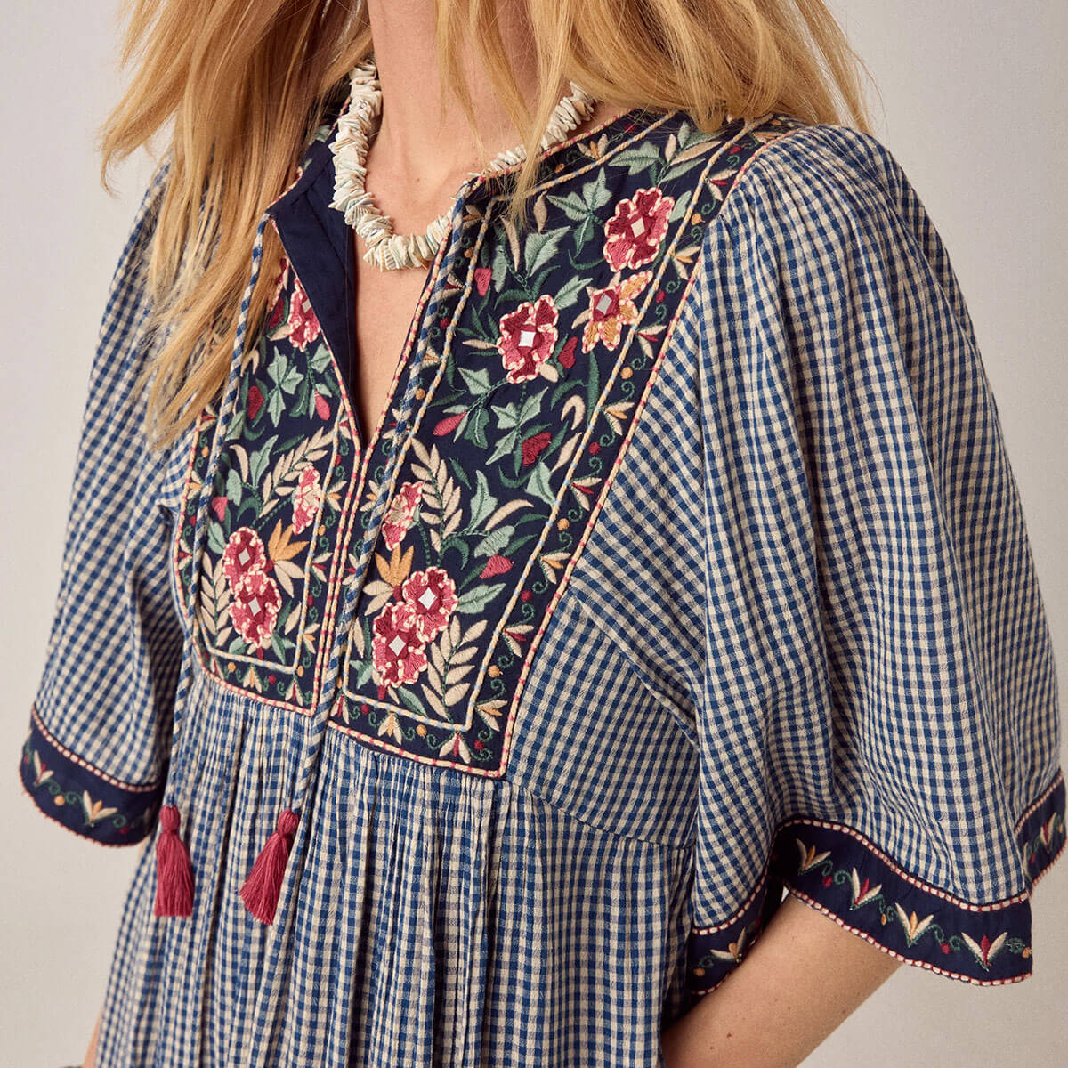 Augusta Dress in Bleu Picnic by Maison Hotel