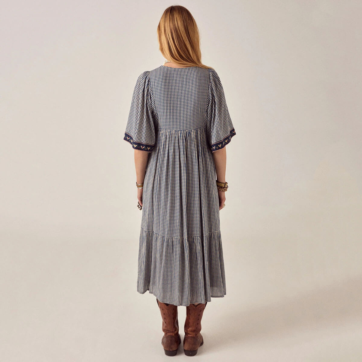 Augusta Dress in Bleu Picnic by Maison Hotel