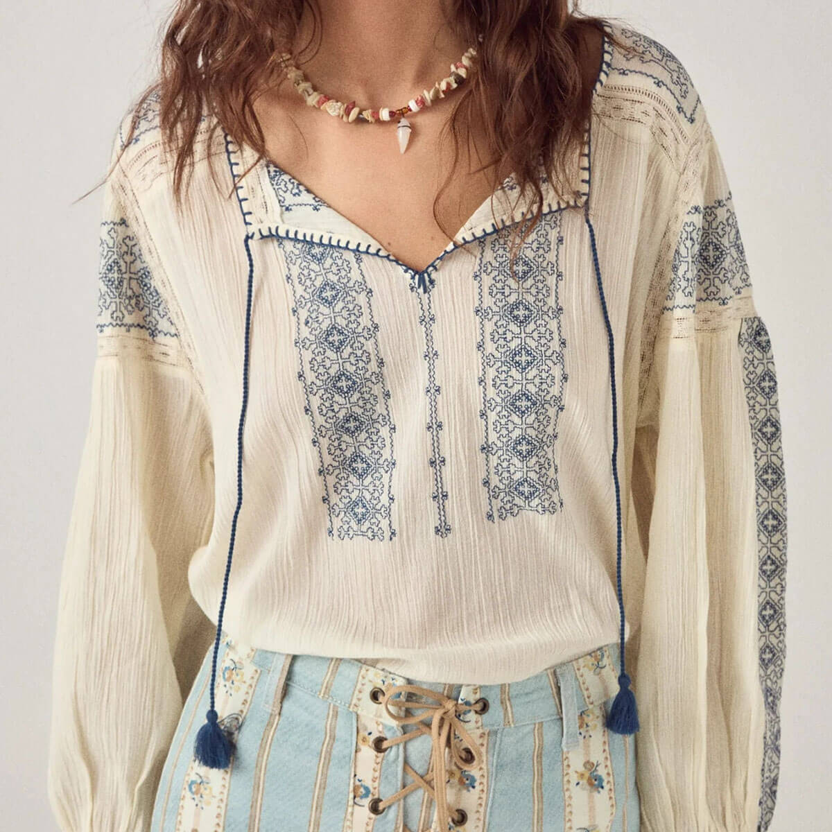 Claudia Blouse in Lapis Lazuli by Maison Hotel