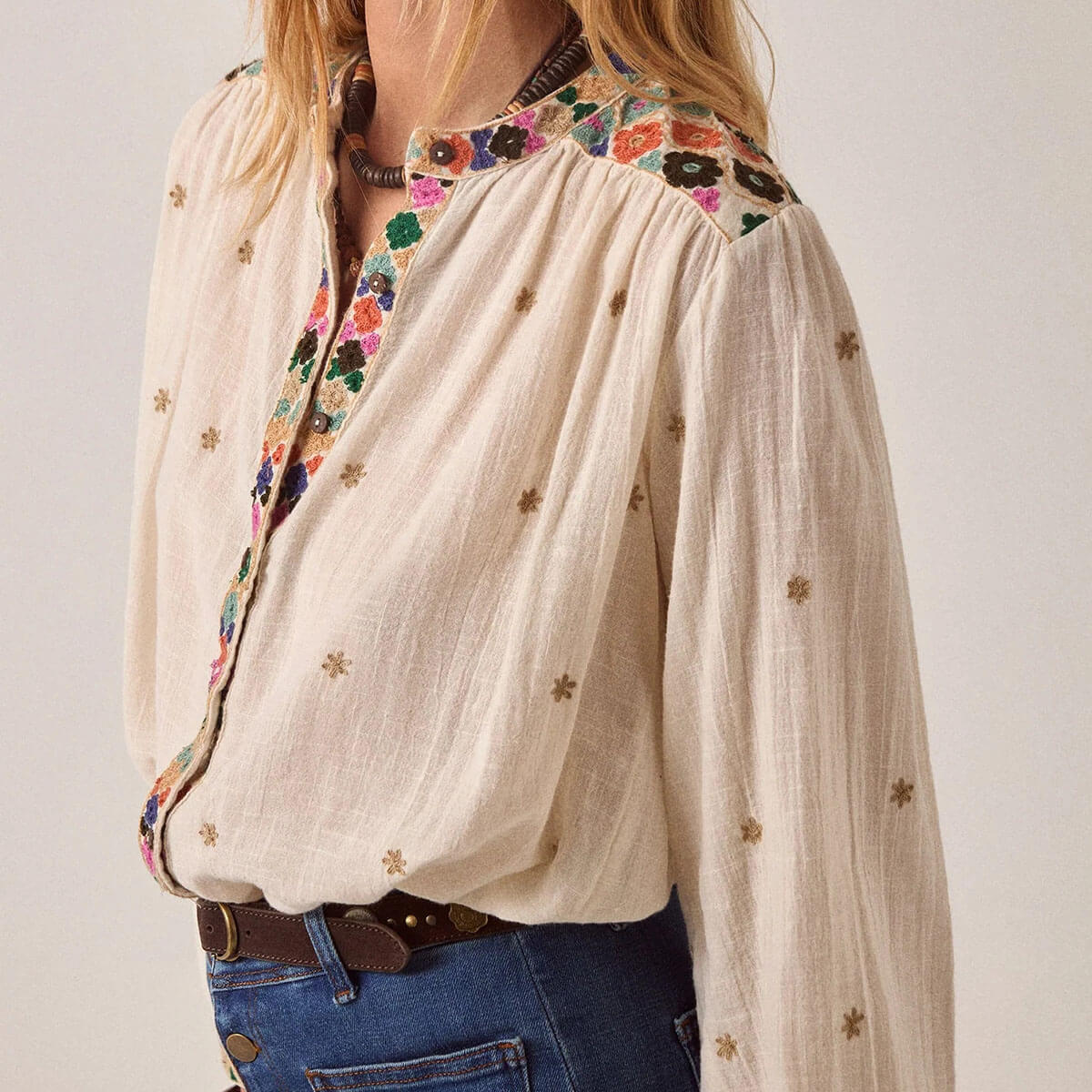 Cleo Blouse in Off White by Maison Hotel