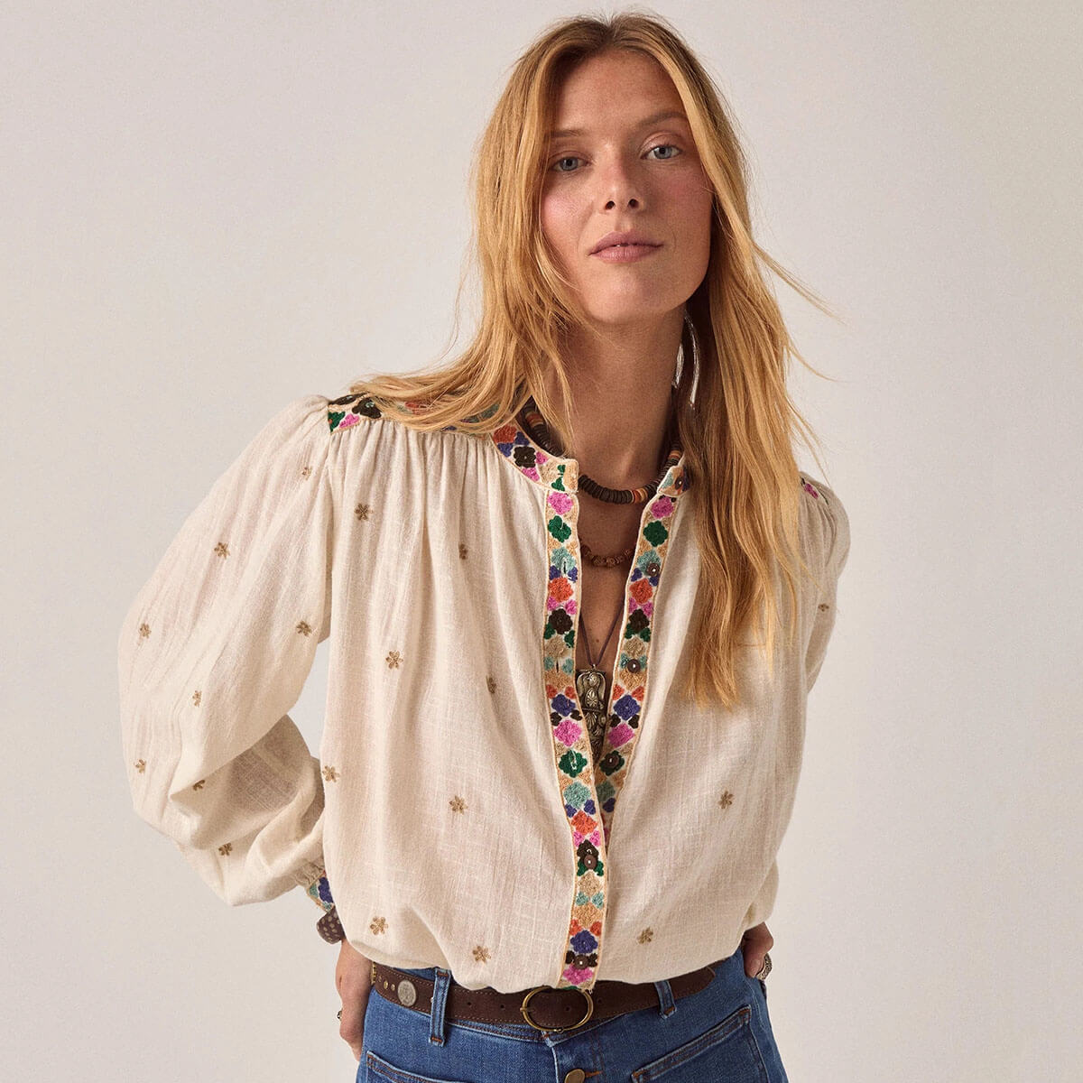 Cleo Blouse in Off White by Maison Hotel