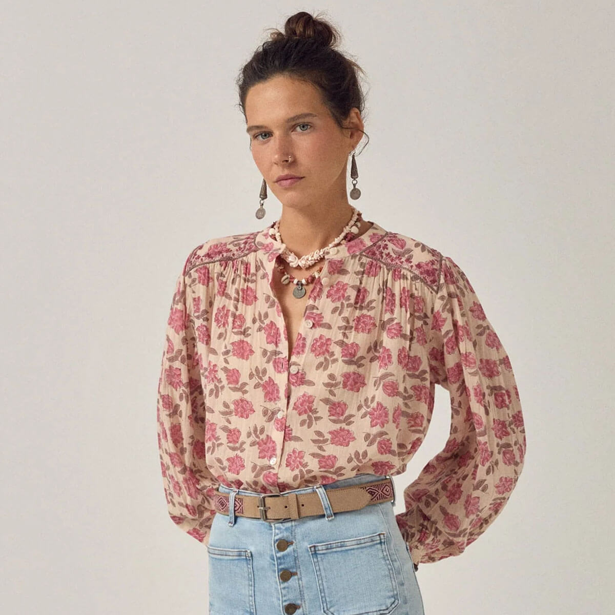 Lennox Blouse in Scottish Pink by Maison Hotel
