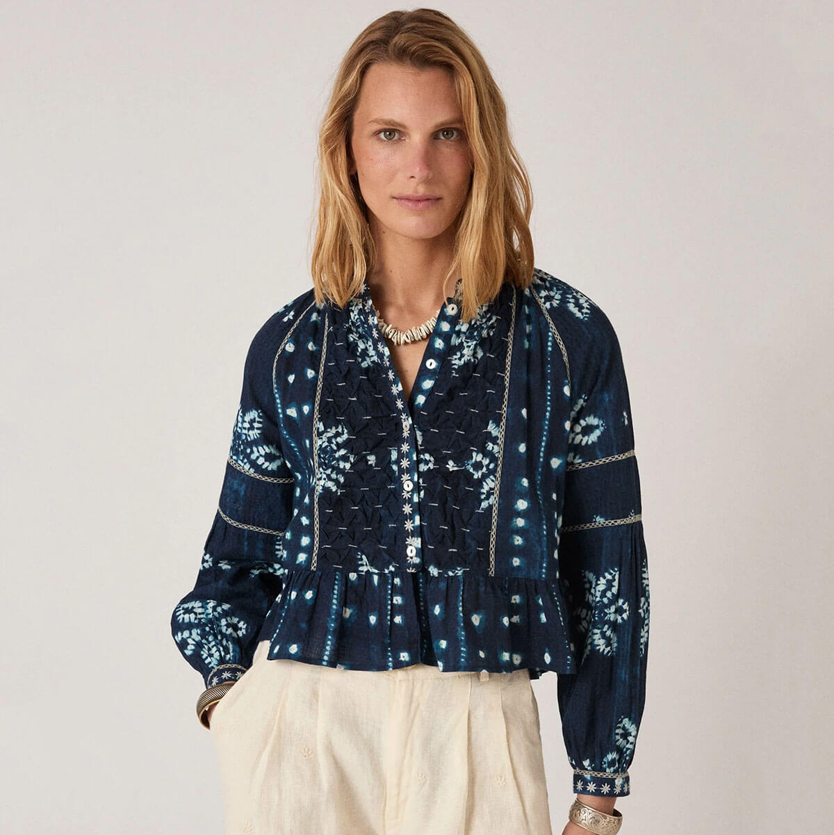 Sora Blouse in Ocean Ink by Maison Hotel