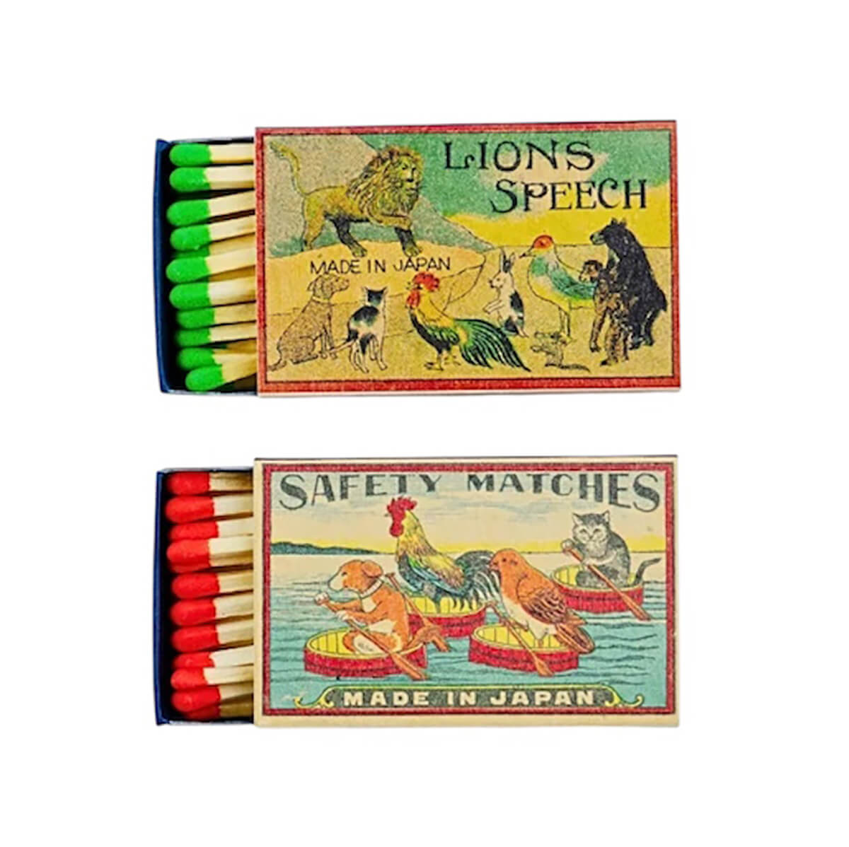 Whimsical Tales Retro Matches by Match Design Factory Lions Speech Rowing Animals