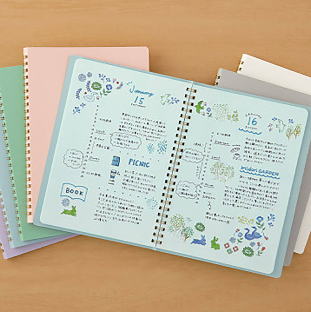Ring Colour A5 Dot Grid Notebook in Green by Midori