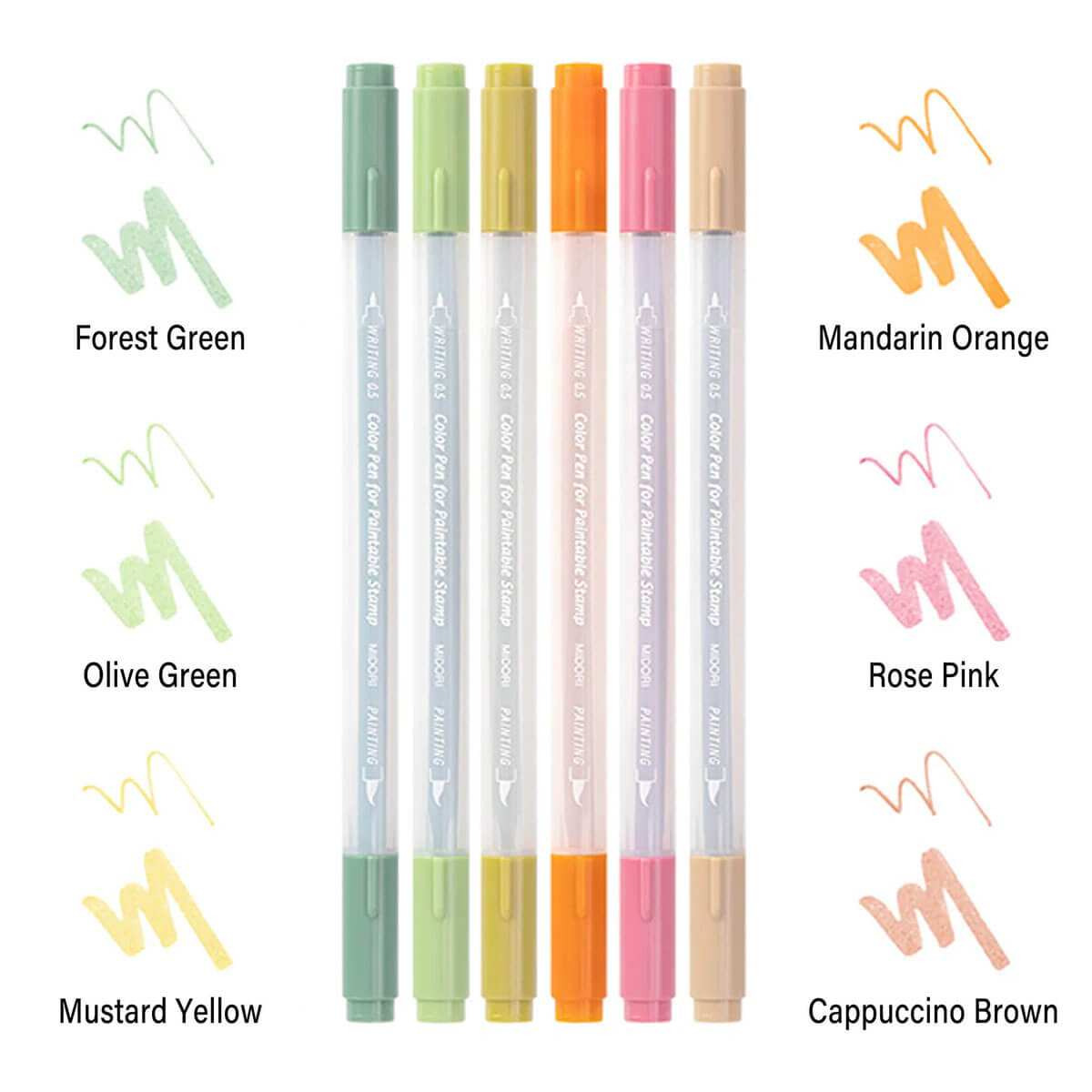 Positive Colour Pens for Paintable Stamp (Set of 6) by Midori