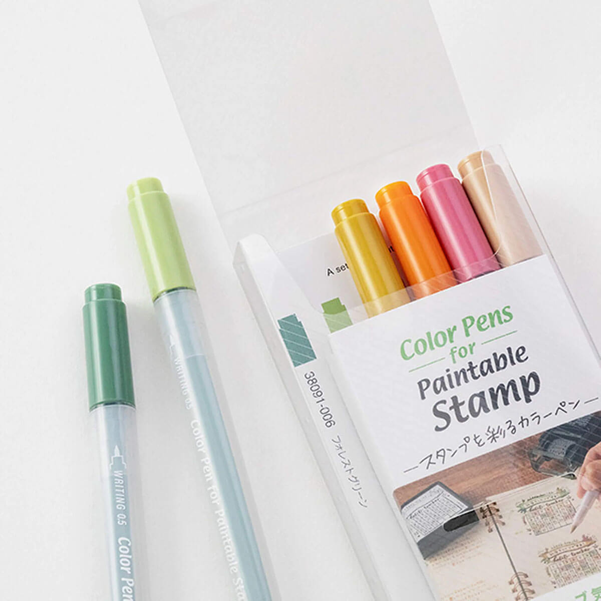 Positive Colour Pens for Paintable Stamp (Set of 6) by Midori