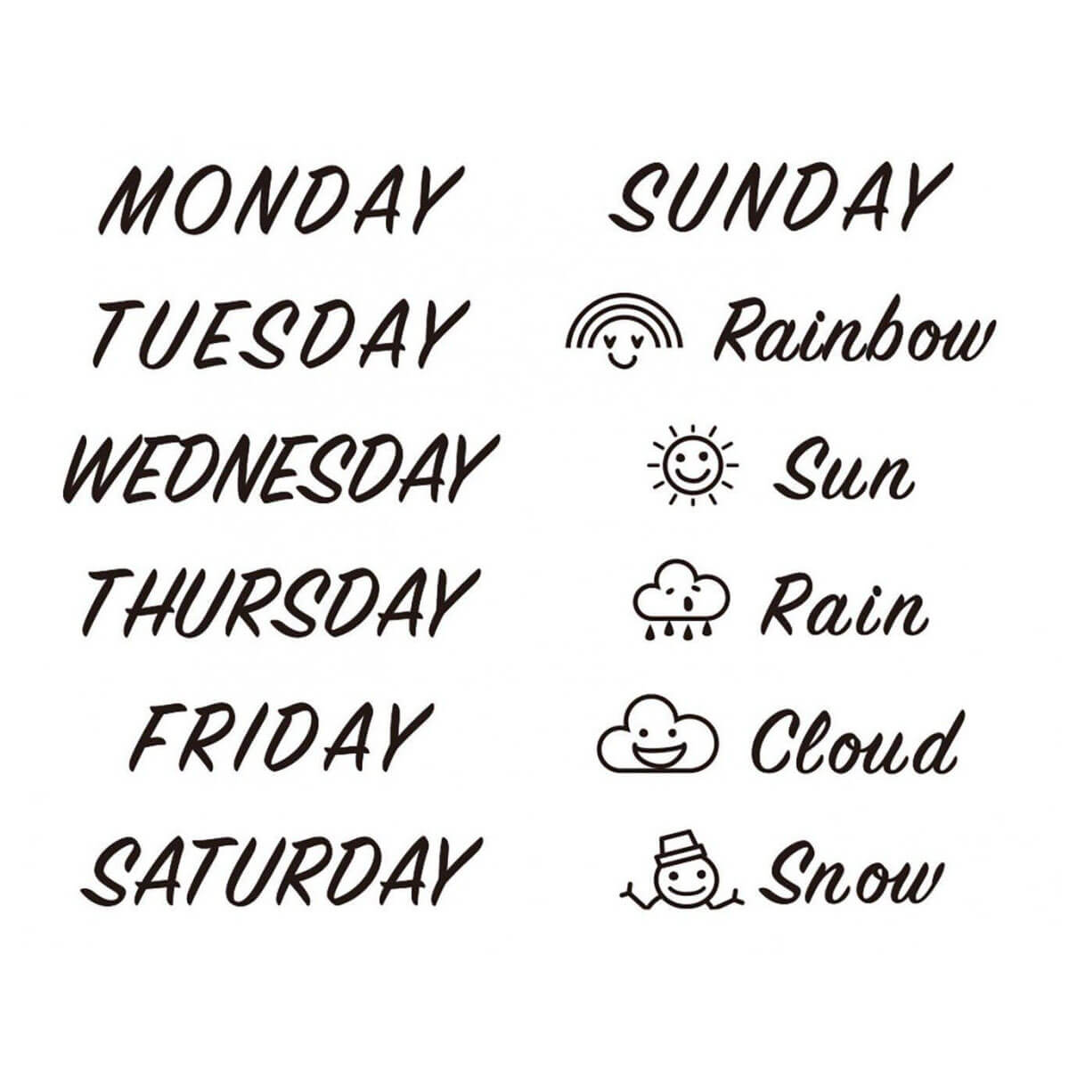 Days Of The Week & Weather Paintable Stamp by Midori