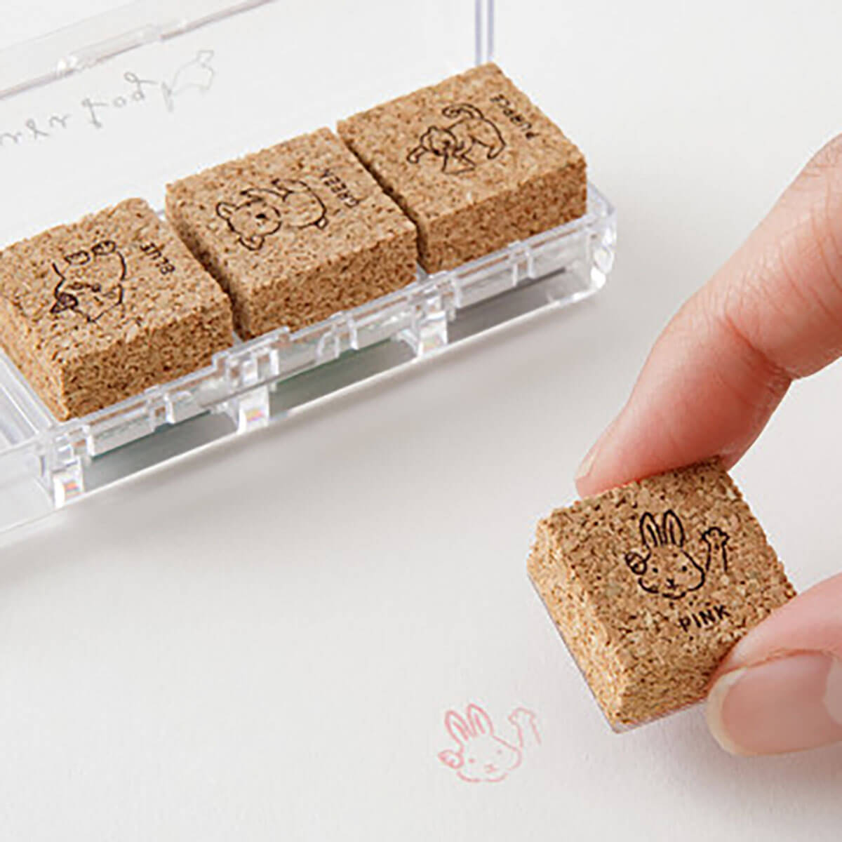 Animal Poses Yuru Log Pre-Inked Stamp Set by Midori