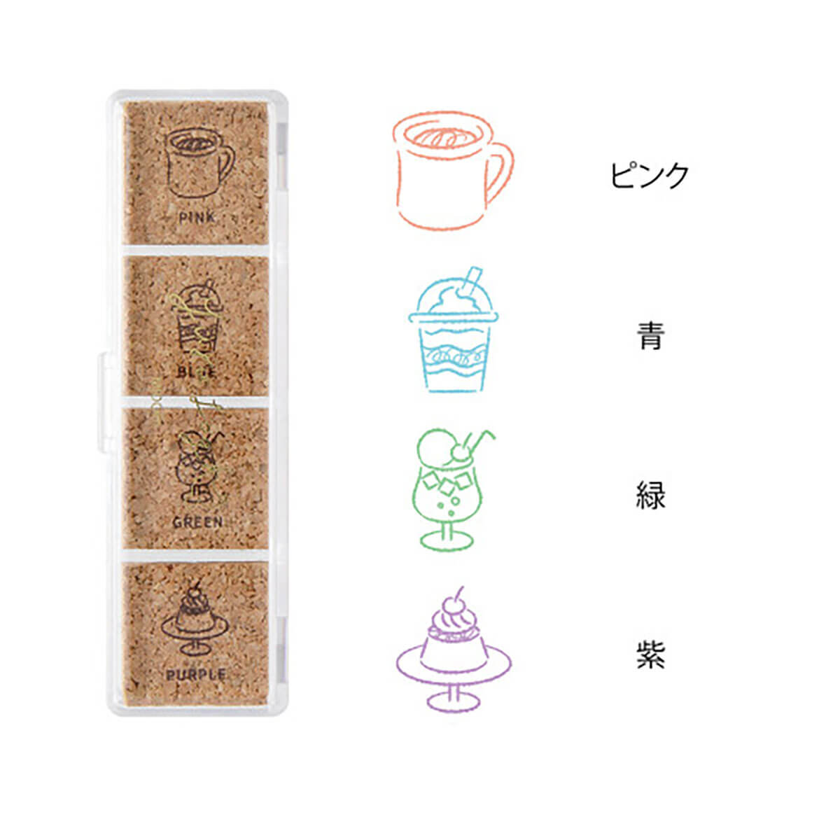 Café Yuru Log Pre-Inked Stamp Set by Midori