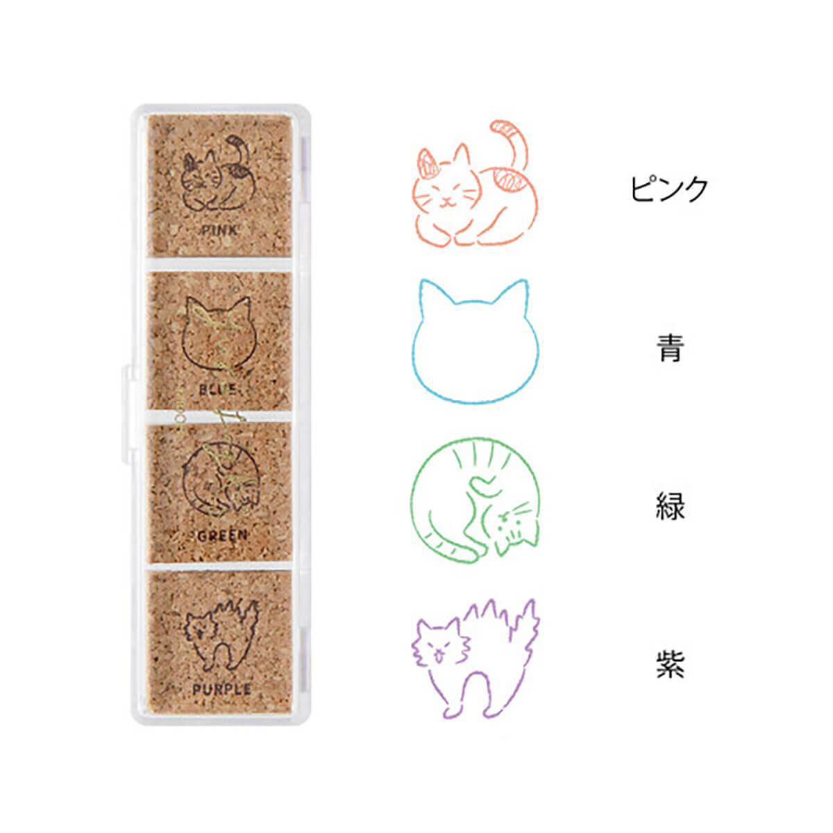 Cat Yuru Log Pre-Inked Stamp Set by Midori
