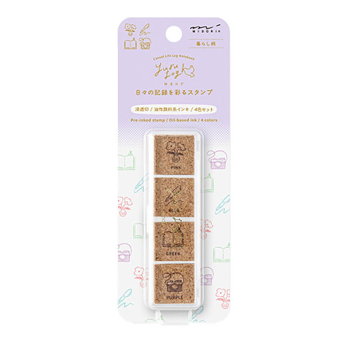 Daily Life Yuru Log Pre-Inked Stamp Set by Midori