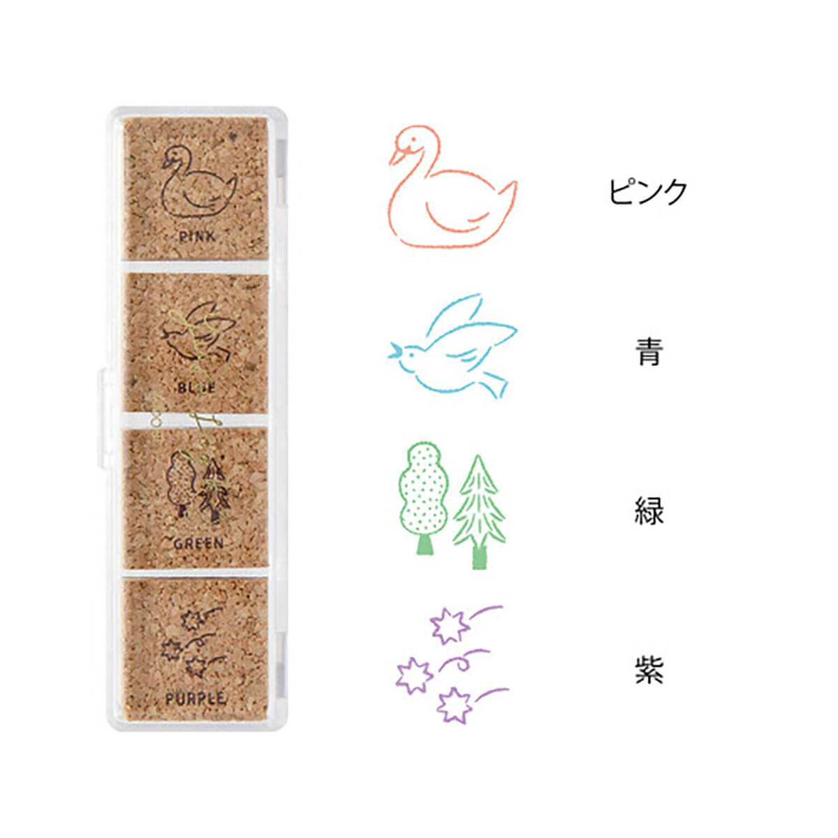 Forest Scenery Yuru Log Pre-Inked Stamp Set by Midori