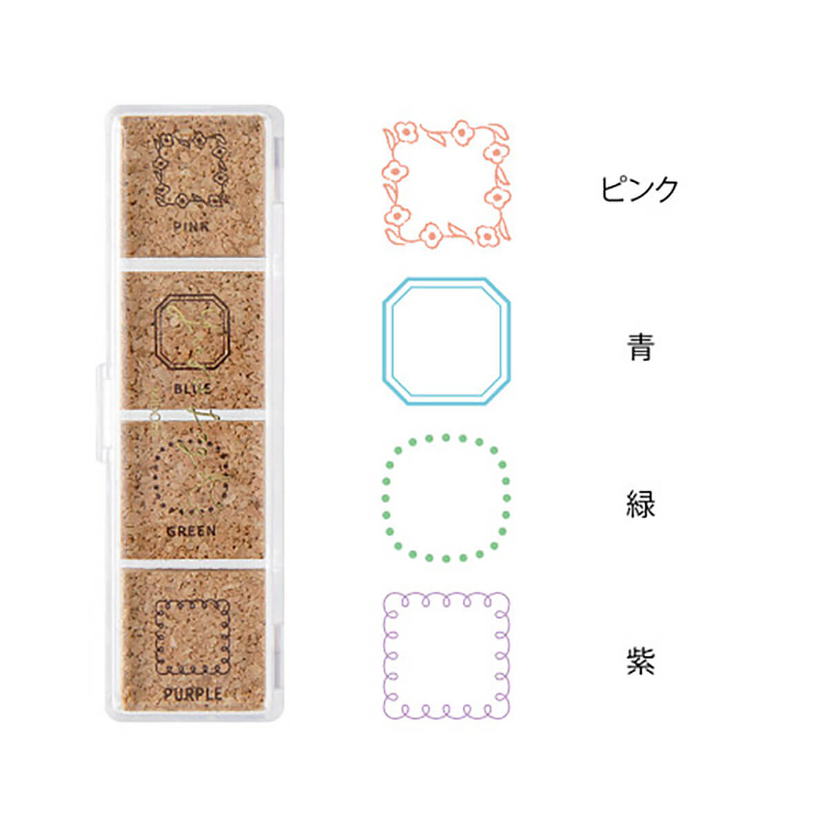 Frame Yuru Log Pre-Inked Stamp Set by Midori