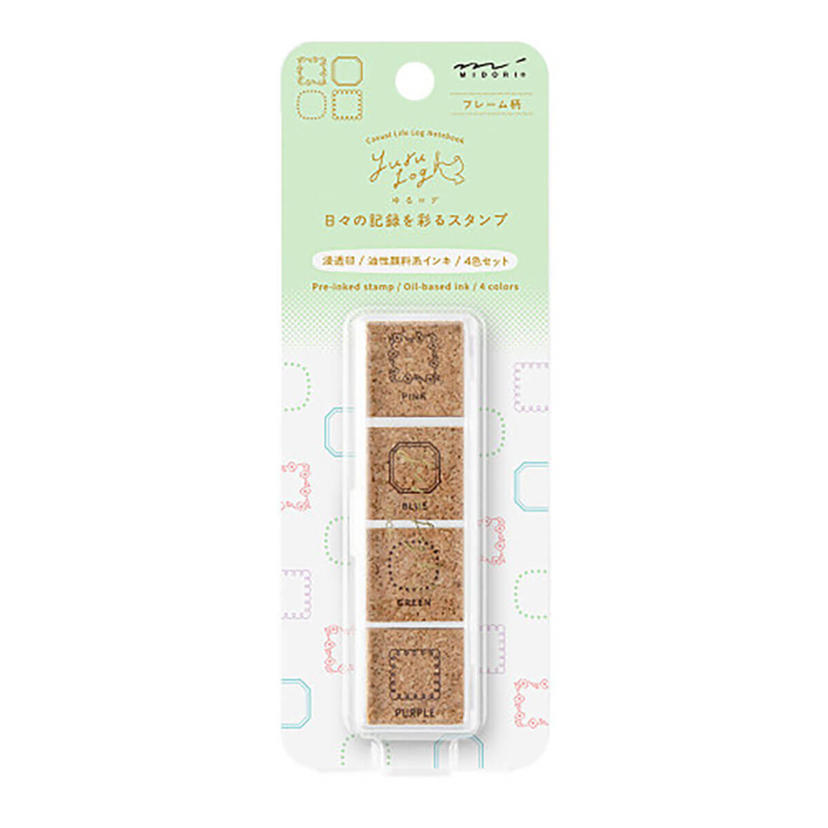 Frame Yuru Log Pre-Inked Stamp Set by Midori
