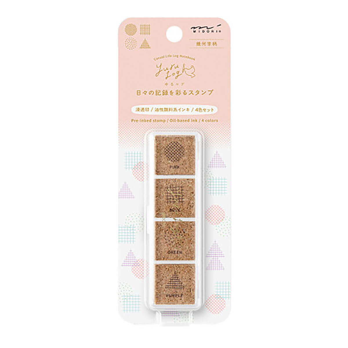 Geometry Yuru Log Pre-Inked Stamp Set by Midori