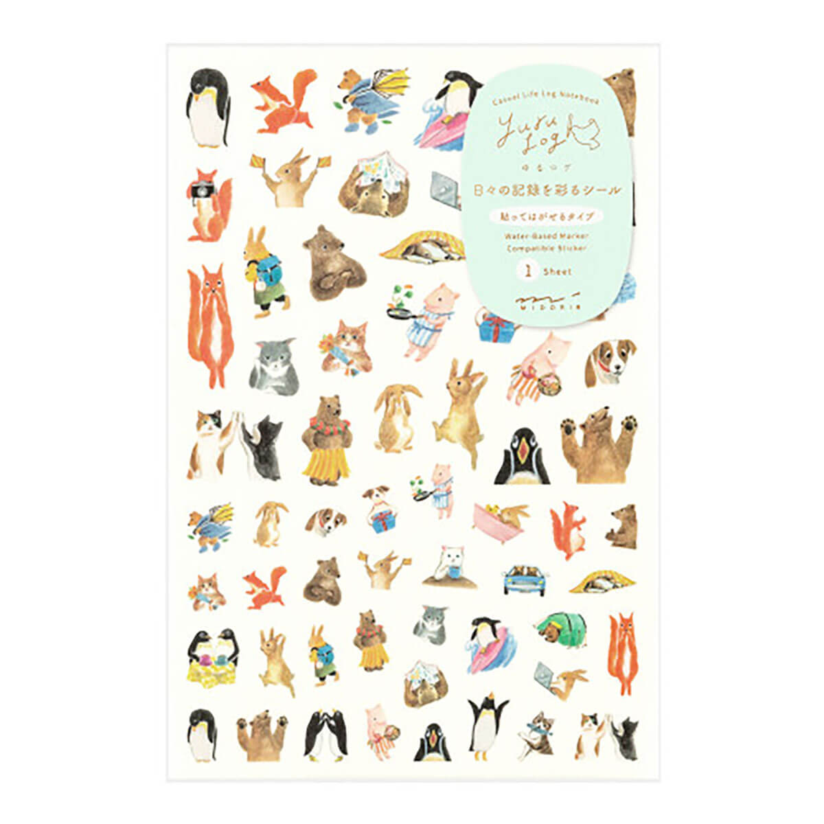 Animal Yuru Log Stickers by Midori