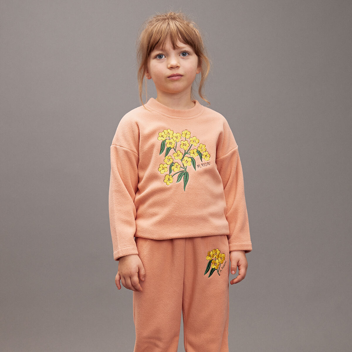 Alpine Flowers Fleece Top in Pink by Mini Rodini - Last One In