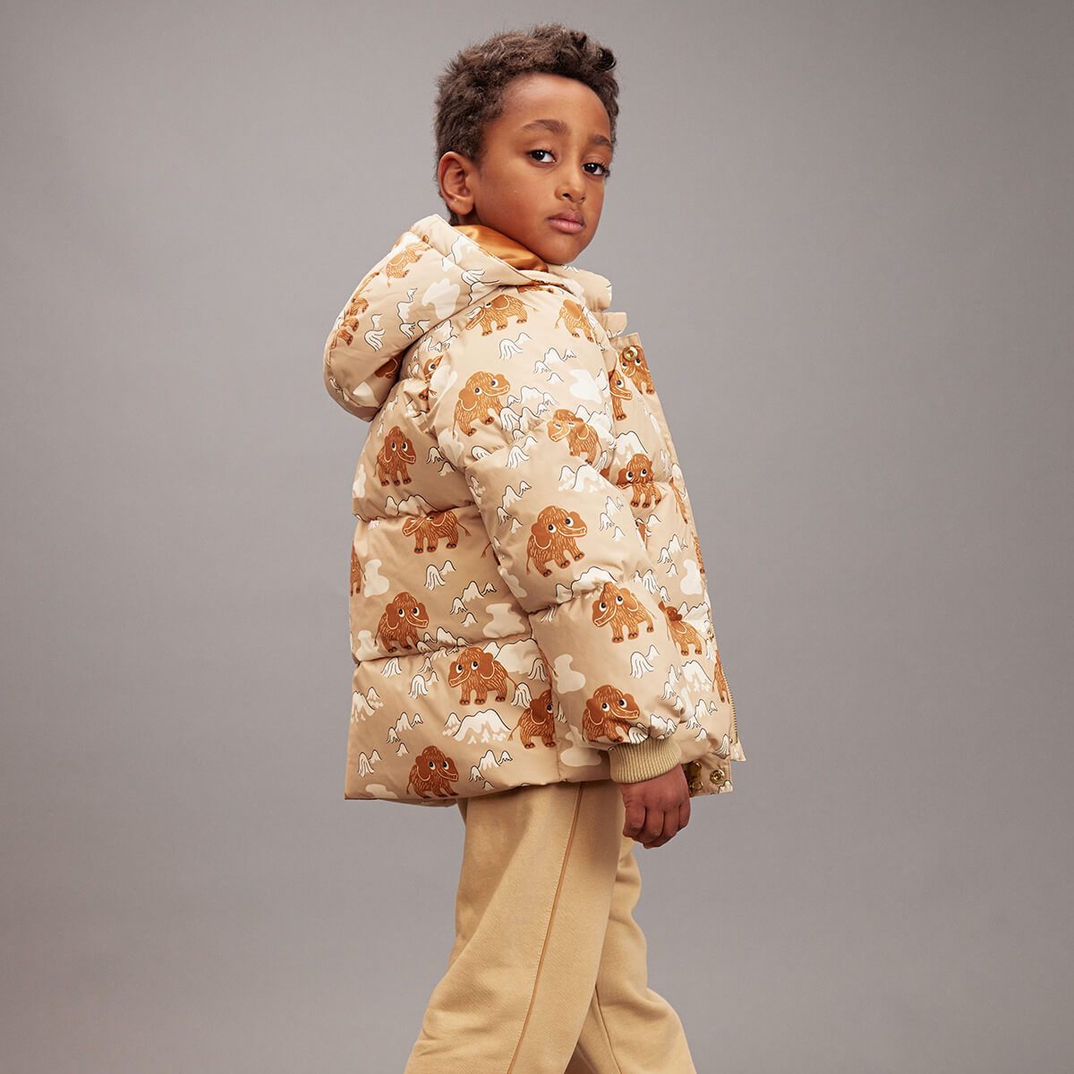 Mammoths AOP Hooded Puffer Jacket by Mini Rodini – Junior Edition