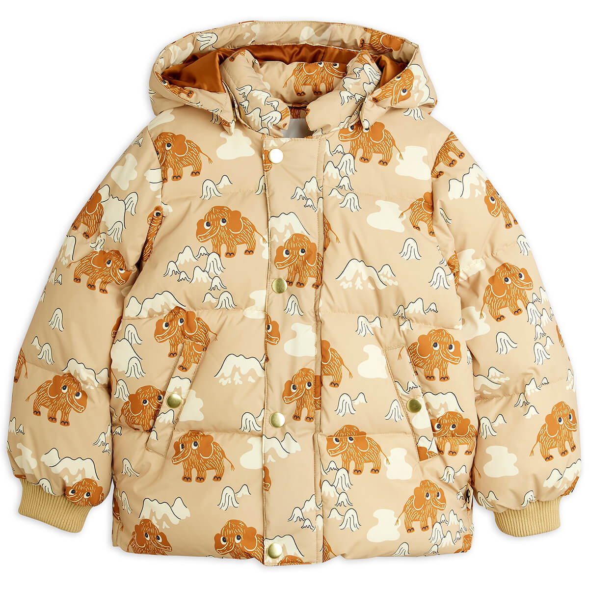 Mammoths AOP Hooded Puffer Jacket by Mini Rodini – Junior Edition