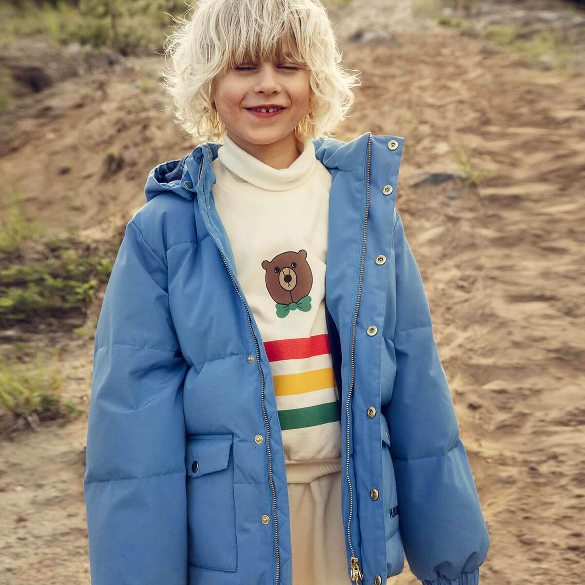 Solid Heavy Puffer Jacket in Blue by Mini Rodini – Junior