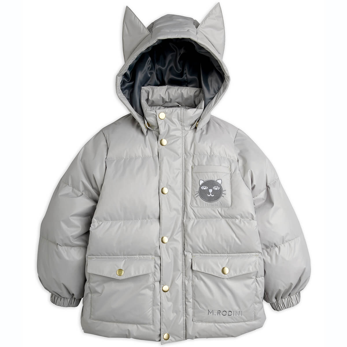 Cat Ears Heavy Puffer Jacket in Grey by Mini Rodini