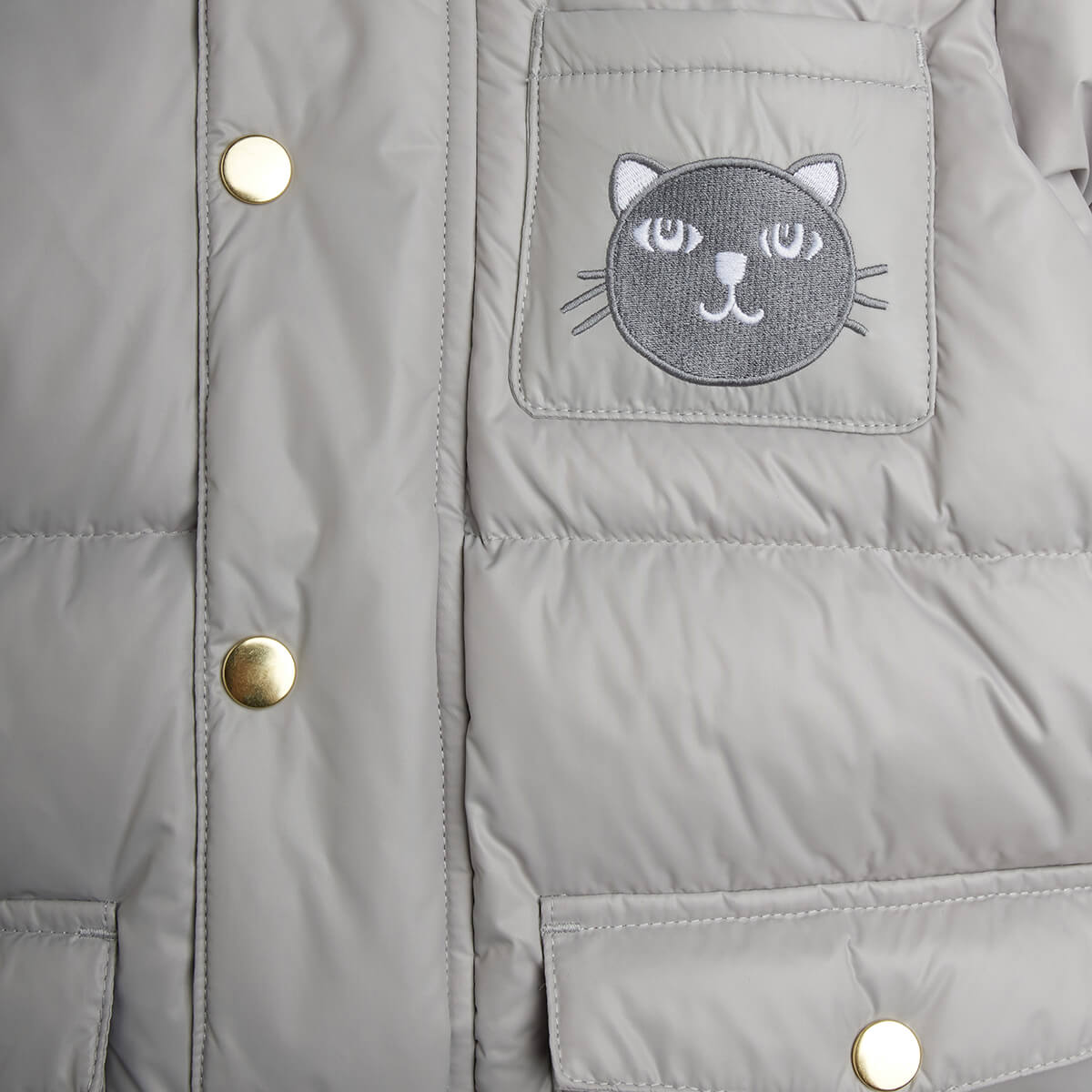 Cat Ears Heavy Puffer Jacket in Grey by Mini Rodini