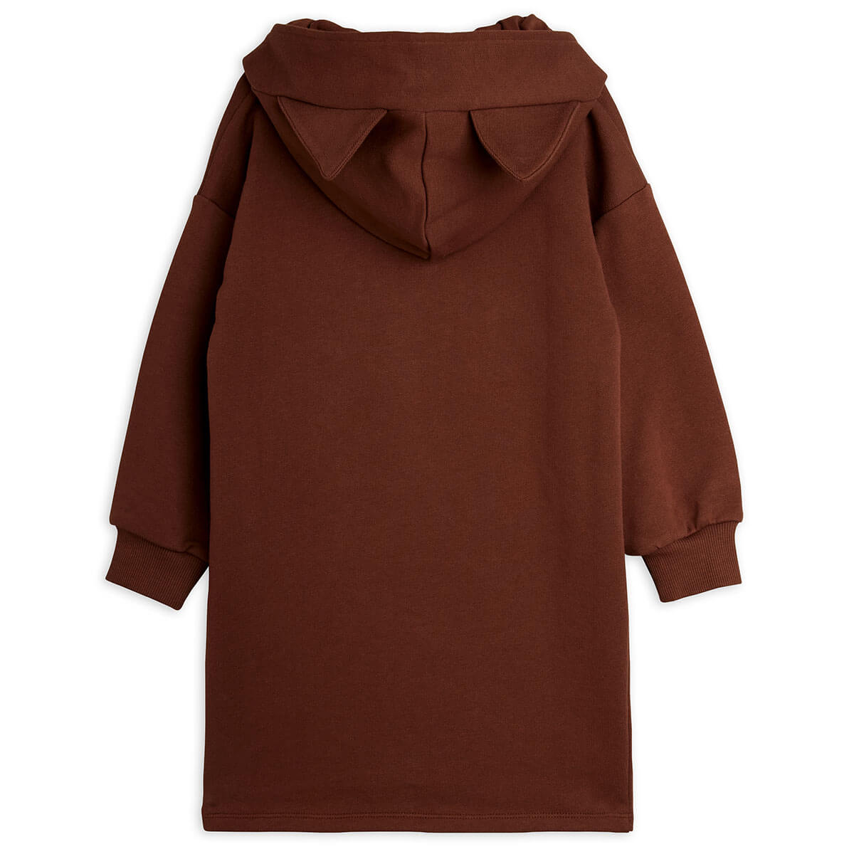 Cat Ears Hoodie Sweat Dress in Brown by Mini Rodini