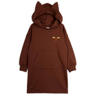 Cat Ears Hoodie Sweat Dress in Brown by Mini Rodini