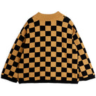 Chess Check Knitted Sweater in Brown by Mini Rodini