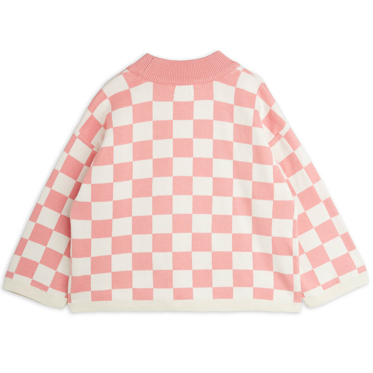 Chess Check Knitted Sweater in Pink by Mini Rodini