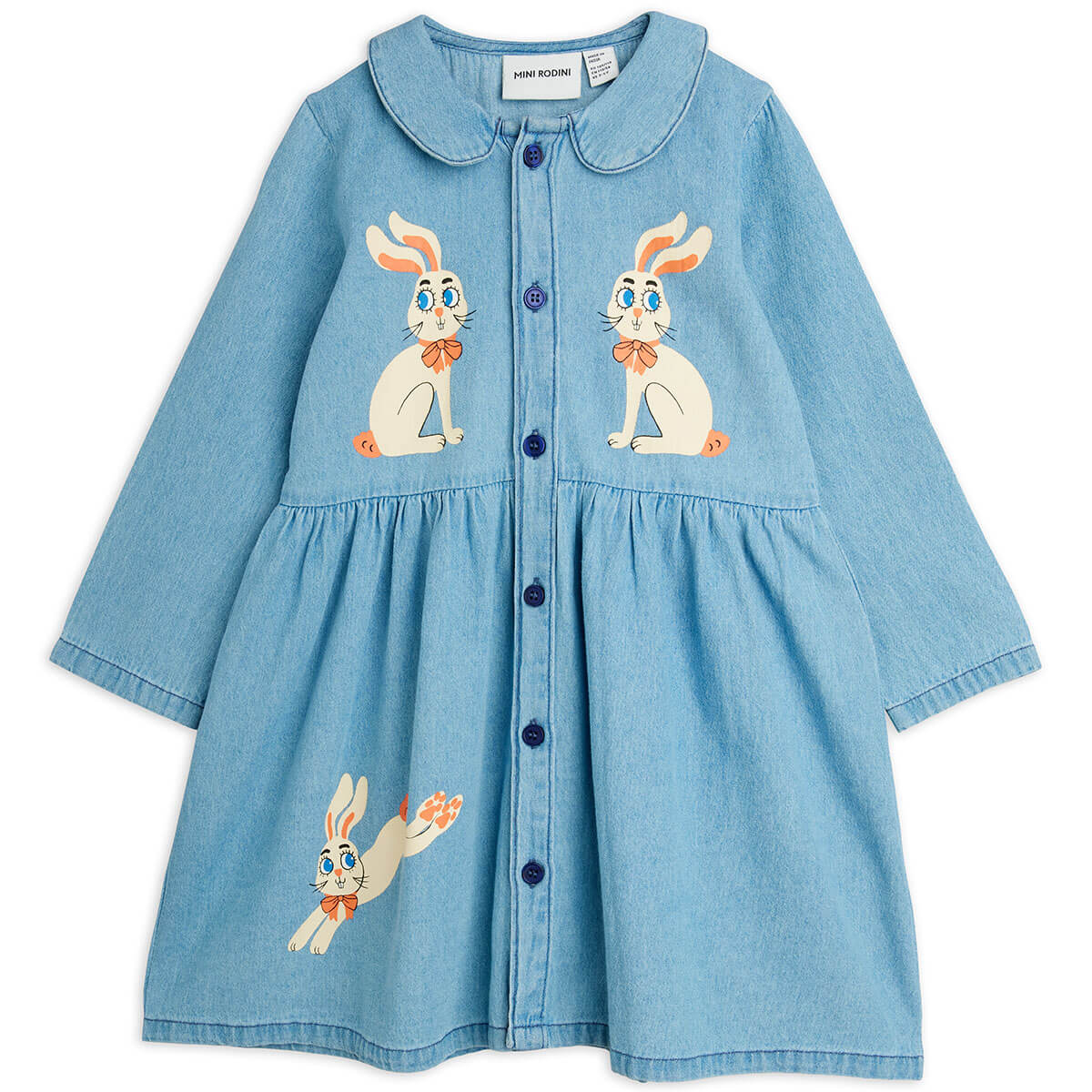 Denim Rabbit Dress in Blue by Mini Rodini